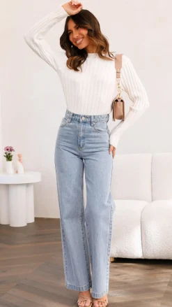Fashion Allied Knit Tops|Knitwear^Imogen Long Sleeve Knit Crop - White