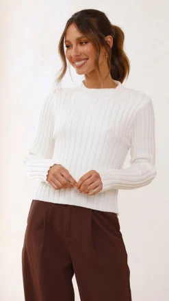 Fashion Allied Knit Tops|Knitwear^Imogen Long Sleeve Knit Crop - White