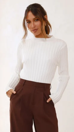 Fashion Allied Knit Tops|Knitwear^Imogen Long Sleeve Knit Crop - White