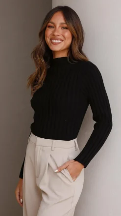 Fashion Allied Knit Tops|Knitwear^Imogen Long Sleeve Top - Black
