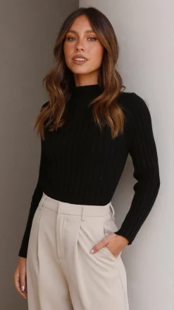Fashion Allied Knit Tops|Knitwear^Imogen Long Sleeve Top - Black