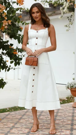 LILYWHYT Denim Dress Edit|The Denim Edit^Indigo Midi Dress - White Denim