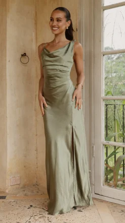 SASHA (BNE) Mon Cheri|Dresses^Iris Asymmetrical Maxi Dress - Olive
