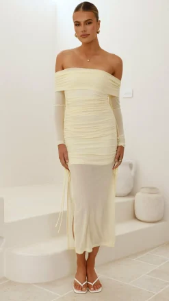 Sweet Acacia Dresses|Maxi^Isadora Off Shoulder Maxi Dress - Yellow