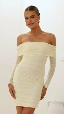 Sweet Acacia Dresses|Mini^Isadora Off Shoulder Mini Dress - Yellow