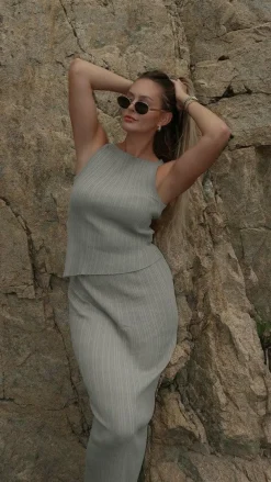 Burans Knitwear|Knitwear^Isla Maxi Skirt - Khaki