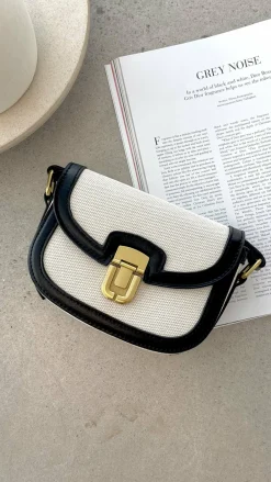 Adorne Bags|Denim Dress Edit^Isobel Fabric Saddle Cross Body Bag - Black