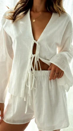 By Frankie Sets|Bottoms^Iveena Top and Shorts Set - White