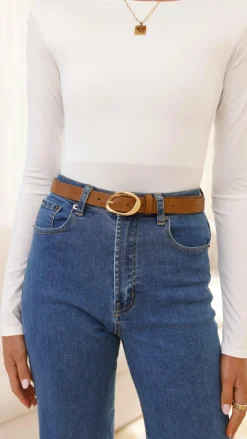 Angel Whisper Belts^Jacory Belt - Brown/Gold