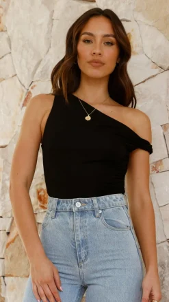 Burans Tops^Jaegar Off Shoulder Bodysuit - Black