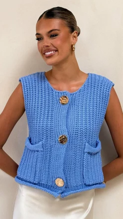 KOLI Knitwear|Knitwear^Jaffa Cropped Knit Vest - Blue