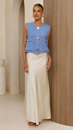 KOLI Knitwear|Knitwear^Jaffa Cropped Knit Vest - Blue