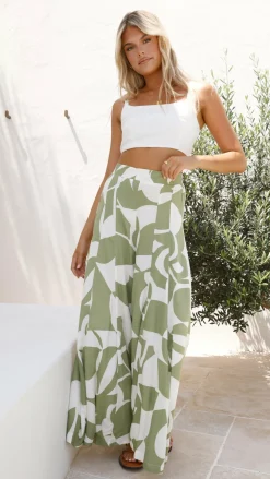 Miracle Fashion Bottoms^Jerika Pants - Sage Print
