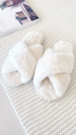 Angel Whisper Gift Collection|Slippers^Jessica Fluffy Slippers - White