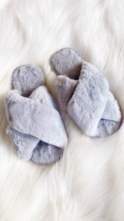 Angel Whisper Slippers|Shoes^Jessica Fluffy Slippers - Grey