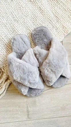 Angel Whisper Slippers|Shoes^Jessica Fluffy Slippers - Grey