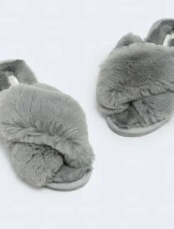 Angel Whisper Slippers|Shoes^Jessica Fluffy Slippers - Grey