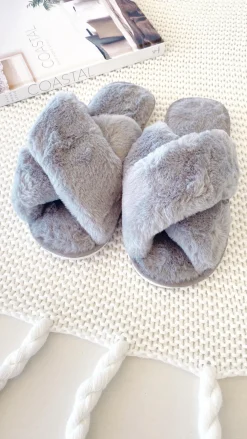 Angel Whisper Slippers|Shoes^Jessica Fluffy Slippers - Grey