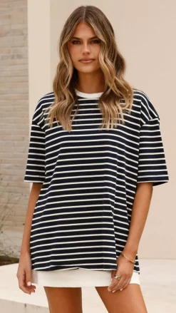 Fashion Allied Tops^Jeto Oversized Tee - Navy/White