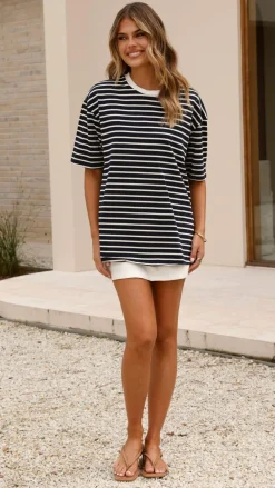 Fashion Allied Tops^Jeto Oversized Tee - Navy/White