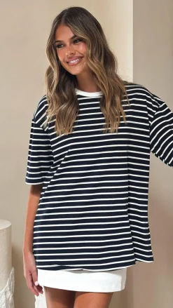 Fashion Allied Tops^Jeto Oversized Tee - Navy/White