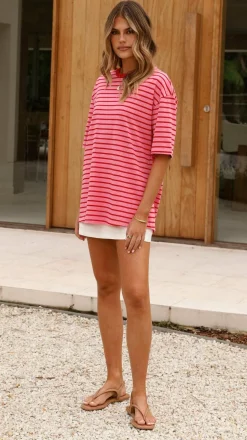 Fashion Allied Tops^Jeto Oversized Tee - Pink/Red