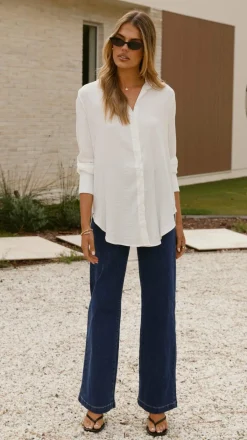Bubblegum Tops^Juliana Button Up Shirt - White