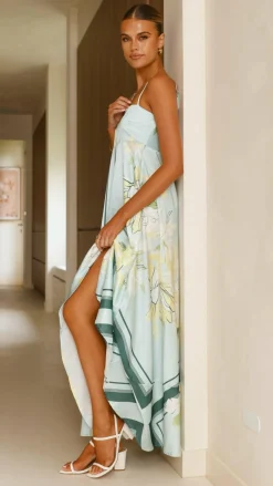 YH AND CO Dresses|Maxi^Kaethe Maxi Dress - Aqua/Yellow Print