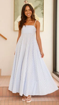 YH AND CO Dresses|Maxi^Kaethe Maxi Dress - Baby Blue Stripe