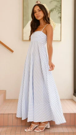 YH AND CO Dresses|Maxi^Kaethe Maxi Dress - Baby Blue Stripe