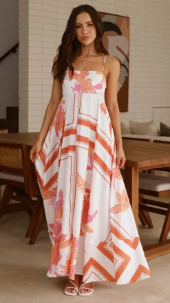 YH AND CO Dresses|Maxi^Kaethe Maxi Dress - Orange/White