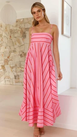 YH AND CO Dresses|Maxi^Kaethe Maxi Dress - Pink / Red Stripe