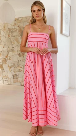 YH AND CO Dresses|Maxi^Kaethe Maxi Dress - Pink / Red Stripe