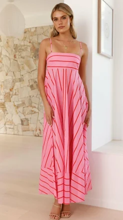 YH AND CO Dresses|Maxi^Kaethe Maxi Dress - Pink / Red Stripe
