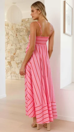 YH AND CO Dresses|Maxi^Kaethe Maxi Dress - Pink / Red Stripe