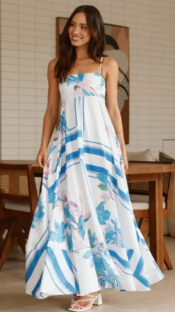 YH AND CO Dresses|Maxi^Kaethe Maxi Dress - White/Blue