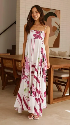 YH AND CO Dresses|Maxi^Kaethe Maxi Dress - White/Pink