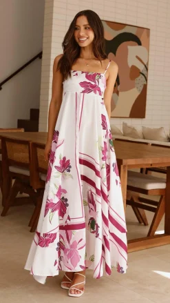 YH AND CO Dresses|Maxi^Kaethe Maxi Dress - White/Pink