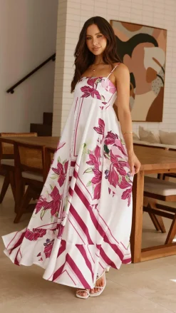 YH AND CO Dresses|Maxi^Kaethe Maxi Dress - White/Pink