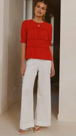YH AND CO Tops^Kai Short Sleeve Top - Red
