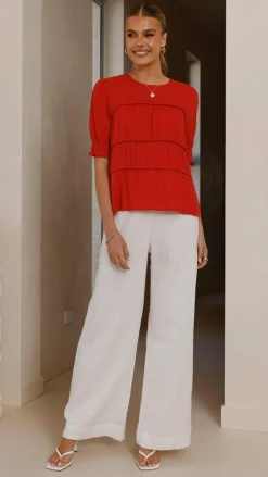 YH AND CO Tops^Kai Short Sleeve Top - Red