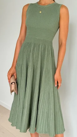 My Girl Knit Dresses|Knitwear^Kaida Midi Dress - Olive