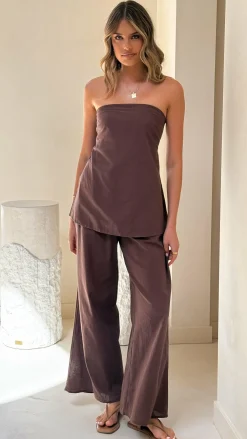 By Frankie Sets|Bottoms^Kailani Strapless Top and Pants Set - Chocolate