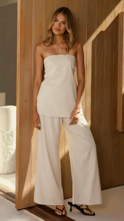 By Frankie Sets|Bottoms^Kailani Strapless Top and Pants Set - Oat