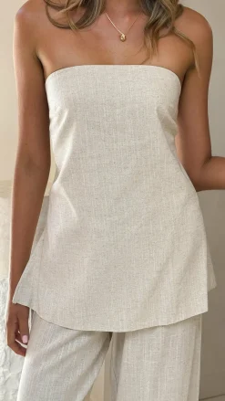 By Frankie Sets|Bottoms^Kailani Strapless Top and Pants Set - Oat