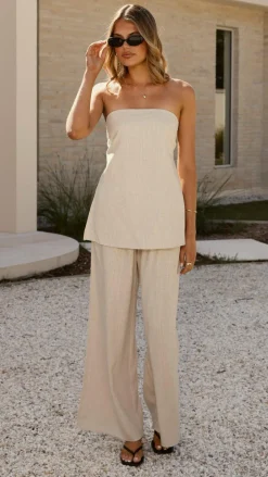By Frankie Sets|Bottoms^Kailani Strapless Top and Pants Set - Oat
