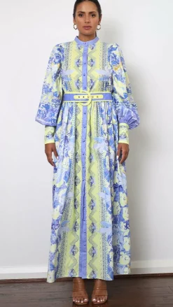 Bubblegum Dresses|Bump Friendly^Kalliope Maxi Dress - Blue/Yellow