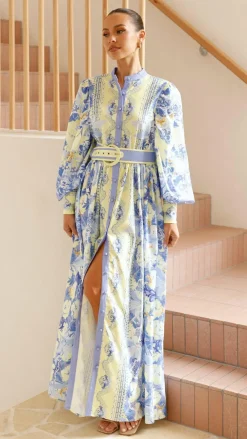 Bubblegum Dresses|Bump Friendly^Kalliope Maxi Dress - Blue/Yellow
