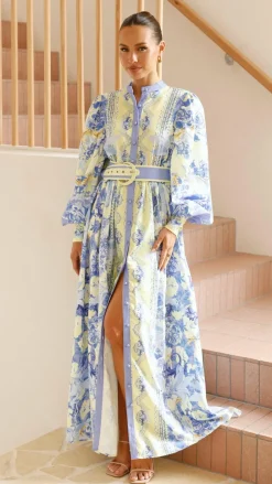 Bubblegum Dresses|Bump Friendly^Kalliope Maxi Dress - Blue/Yellow