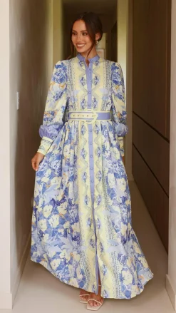 Bubblegum Dresses|Bump Friendly^Kalliope Maxi Dress - Blue/Yellow